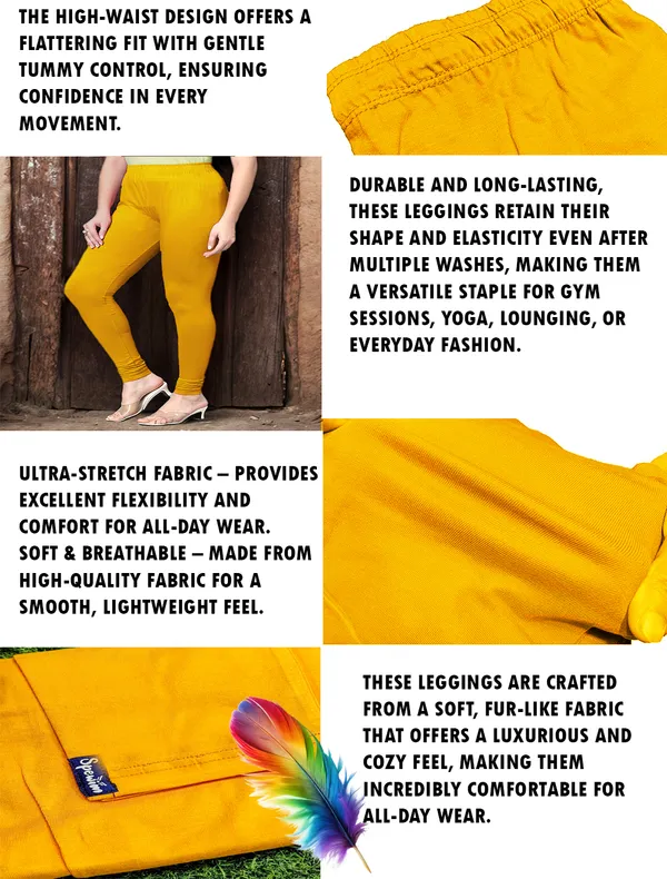 Gold_Ankle_Length_Stylish_High-Waist_Leggings_For_Women