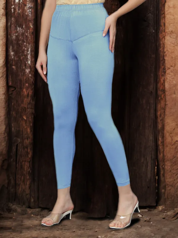 Sky_Blue_V-Cut_Ankle_Length_Stylish_High-Waist_Leggings_For_Women
