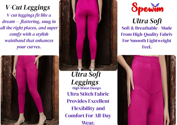 Pink_V-Cut_Ankle_Length_Stylish_High-Waist_Leggings_For_Women