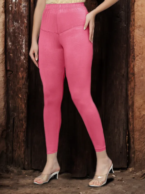 Dusty_Pink_V-Cut_Ankle_Length_Stylish_High-Waist_Leggings_For_Women