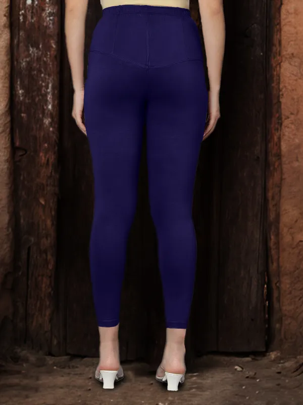 Navy_Blue_V-Cut_Ankle_Length_Stylish_High-Waist_Leggings_For_Women