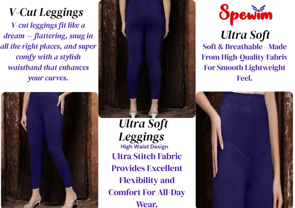 Navy_Blue_V-Cut_Ankle_Length_Stylish_High-Waist_Leggings_For_Women