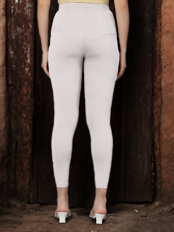 White_V-Cut_Ankle_Length_Stylish_High-Waist_Leggings_For_Women