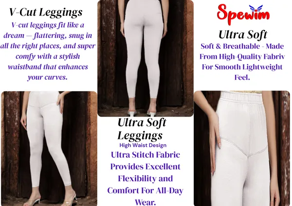 White_V-Cut_Ankle_Length_Stylish_High-Waist_Leggings_For_Women