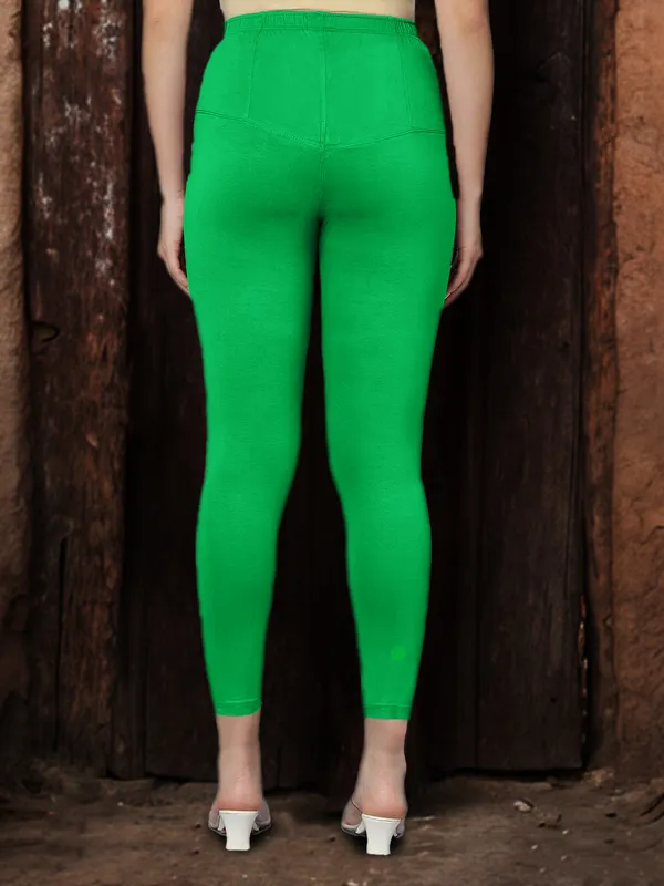 Olive_V-Cut_Ankle_Length_Stylish_High-Waist_Leggings_For_Women