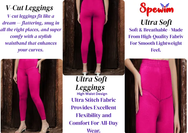 Dark_Pink_V-Cut_Ankle_Length_Stylish_High-Waist_Leggings_For_Women