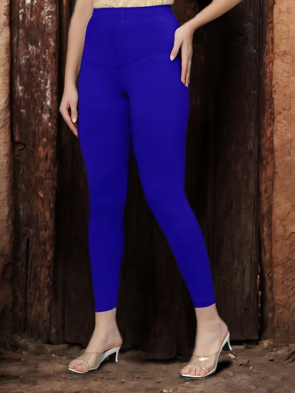 Blue_V-Cut_Ankle_Length_Stylish_High-Waist_Leggings_For_Women