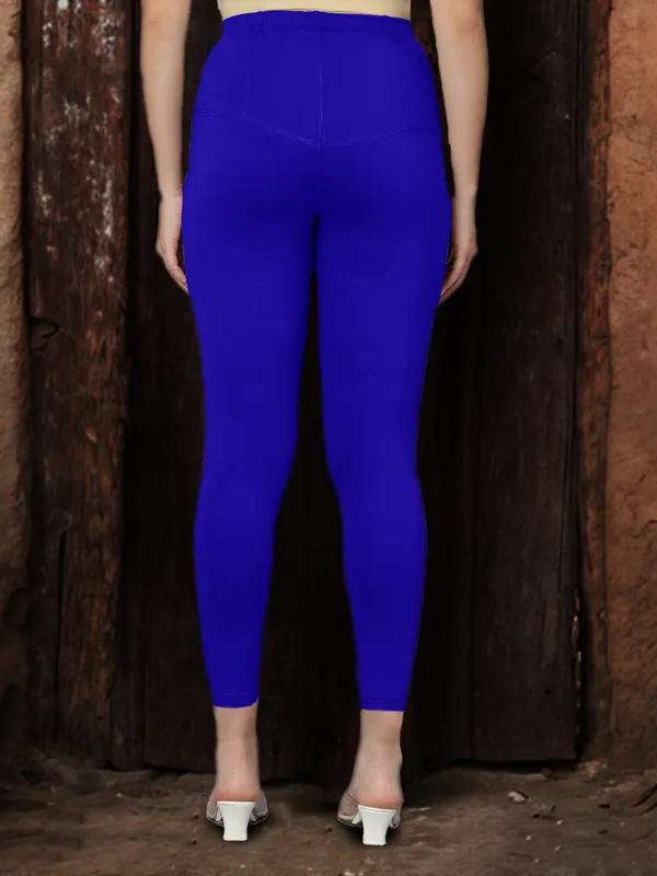 Blue_V-Cut_Ankle_Length_Stylish_High-Waist_Leggings_For_Women