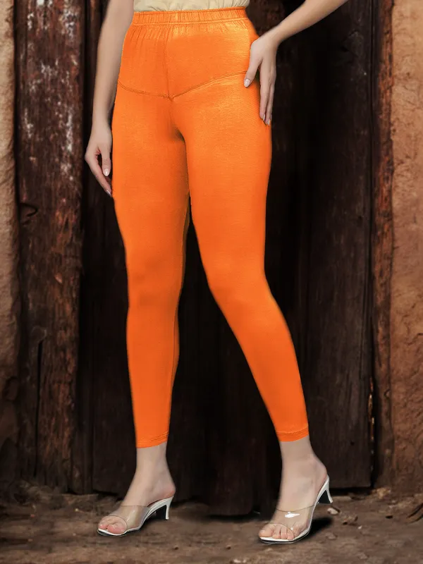 Orange_V-Cut_Ankle_Length_Stylish_High-Waist_Leggings_For_Women