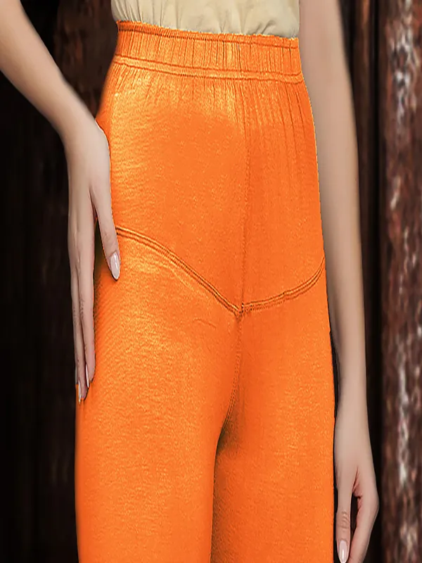 Orange_V-Cut_Ankle_Length_Stylish_High-Waist_Leggings_For_Women