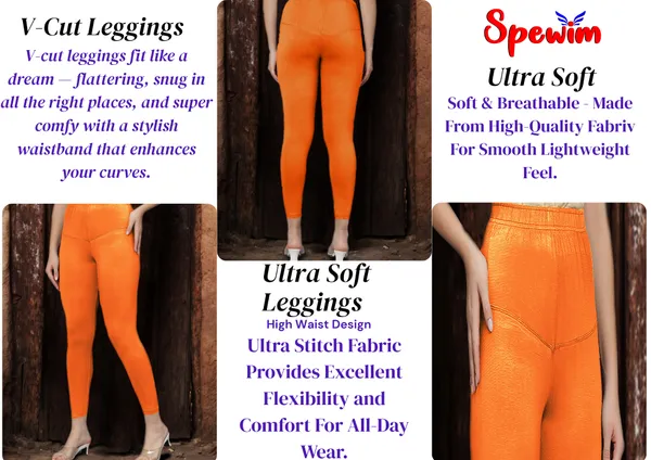 Orange_V-Cut_Ankle_Length_Stylish_High-Waist_Leggings_For_Women