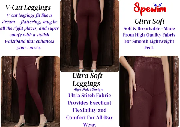 Maroon_V-Cut_Ankle_Length_Stylish_High-Waist_Leggings_For_Women