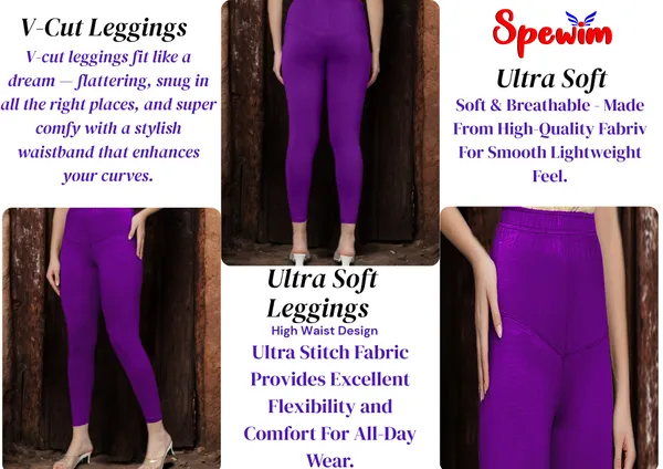 Magenta_V-Cut_Ankle_Length_Stylish_High-Waist_Leggings_For_Women