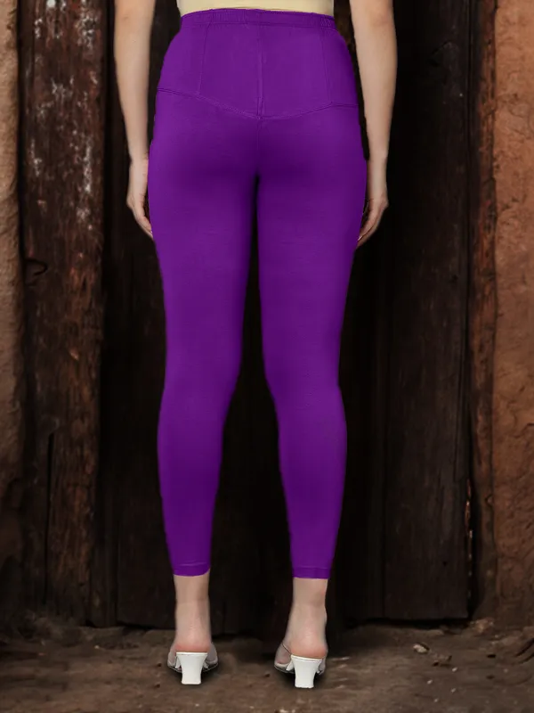 Magenta_V-Cut_Ankle_Length_Stylish_High-Waist_Leggings_For_Women