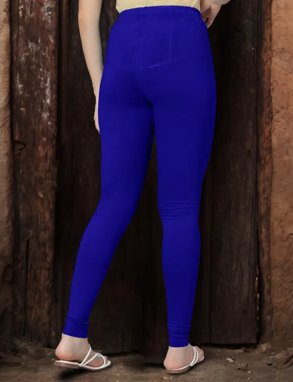 Blue_V-Cut_Full_Length_Stylish_High-Waist_Leggings_For_Women