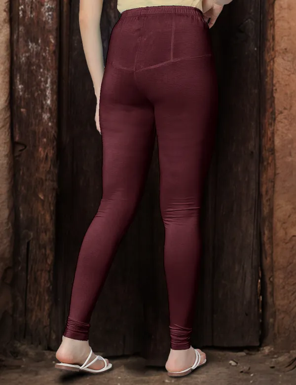 Maroon_V-Cut_Full_Length_Stylish_High-Waist_Leggings_For_Women