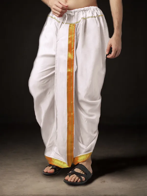 Men's_Ready-Made_Silk_Dhoti_|_Golden_Border_Ethnic_Wear_for_Pooja,_Wedding,_Festival,_Traditional_Dhoti_for_Men