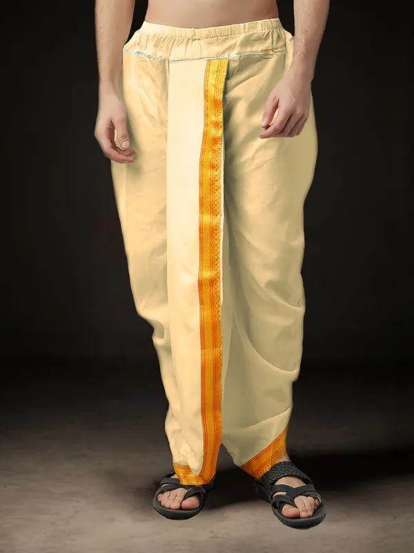 Men's_Ready-Made_Silk_Dhoti_|_Golden_Border_Ethnic_Wear_for_Pooja,_Wedding,_Festival_�_Traditional_Dhoti_for_Men