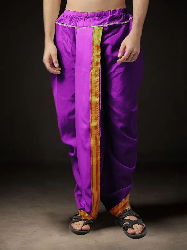 Men's_Ready-Made_Silk_Dhoti_|_Golden_Border_Ethnic_Wear_for_Pooja,_Wedding,_Festival_�_Traditional_Dhoti_for_Men