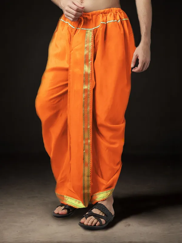 Men's_Ready-Made_Silk_Dhoti_|_Golden_Border_Ethnic_Wear_for_Pooja,_Wedding,_Festival_�_Traditional_Dhoti_for_Men