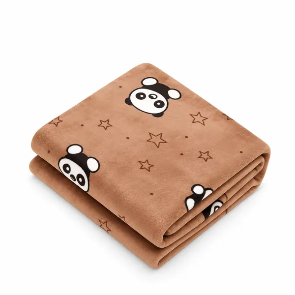Brown_Panda_Star_Print_Soft_Baby_Blanket_For_Babies