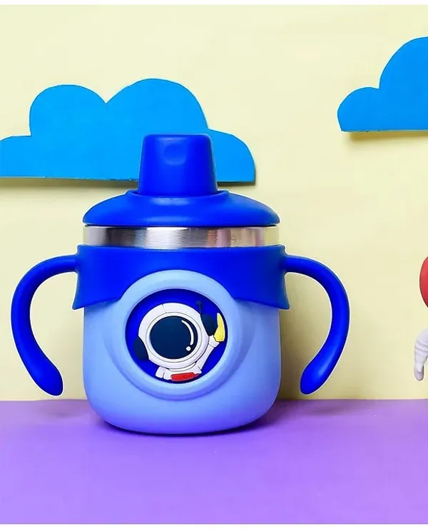 Blue_Astronaut_Print_Stainless_Steel_260Ml_Handled_Sippy_Cup_For_Babies