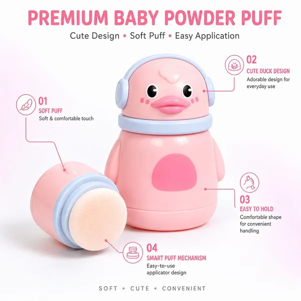 Pink_Duck_Shape_Soft_Velvet_Powder_Puff_Applicator_For_Babies