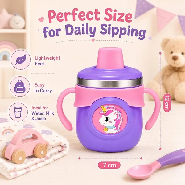 Purple_Unicorn_Print_Plastic_260Ml_Handled_Sippy_Cup_For_Babies