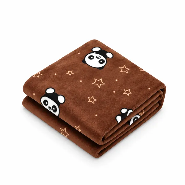 Brown_Plush_Panda_Star_Print_Baby_Blanket_For_Babies