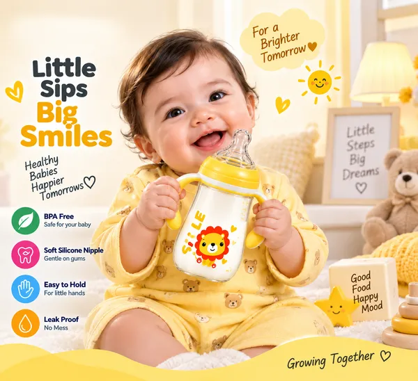 Yellow_Lion_Print_Bpa-Free_Silicone_260Ml_Handled_Feeding_Bottle