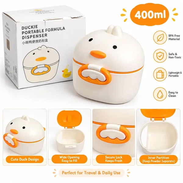 White_Duck_Shape_400Ml_Portable_Formula_Powder_Dispenser