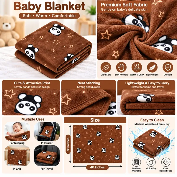 Brown_Plush_Panda_Star_Print_Baby_Blanket_For_Babies