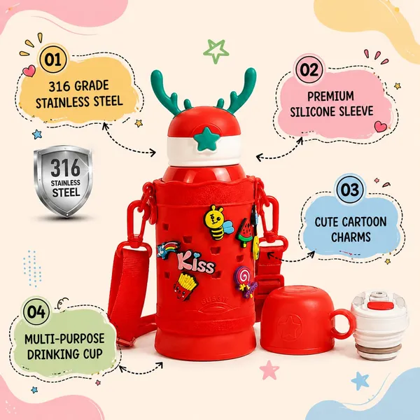 Red_Character_Print_Stainless_Steel_600Ml_Water_Bottle_For_Kids