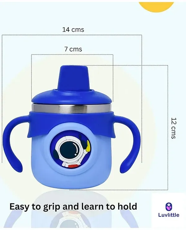 Blue_Astronaut_Print_Stainless_Steel_260Ml_Handled_Sippy_Cup_For_Babies