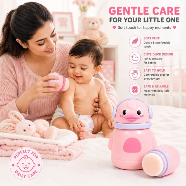 Pink_Duck_Shape_Soft_Velvet_Powder_Puff_Applicator_For_Babies