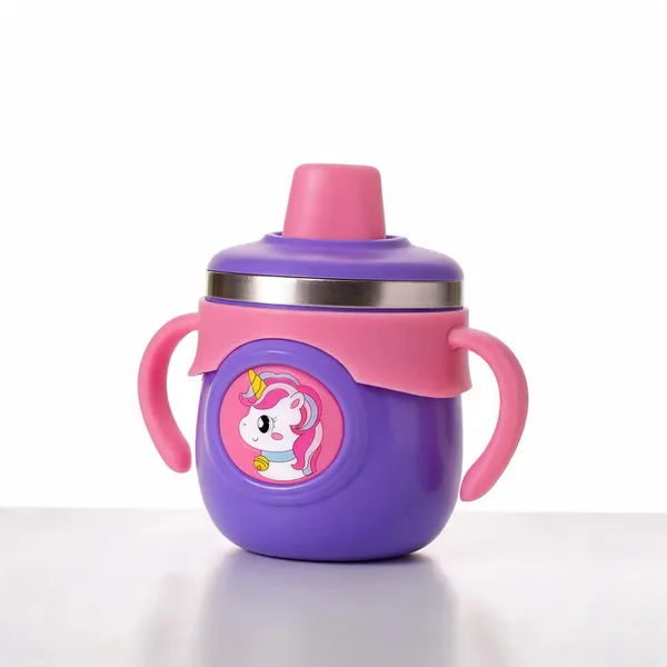 Purple_Unicorn_Print_Plastic_260Ml_Handled_Sippy_Cup_For_Babies