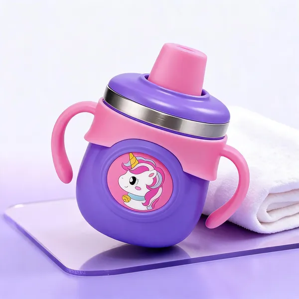 Purple_Unicorn_Print_Plastic_260Ml_Handled_Sippy_Cup_For_Babies