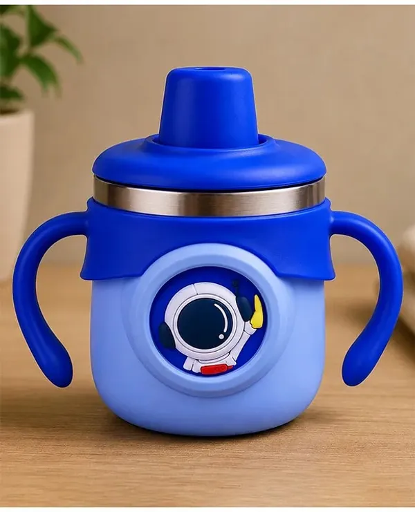 Blue_Astronaut_Print_Stainless_Steel_260Ml_Handled_Sippy_Cup_For_Babies