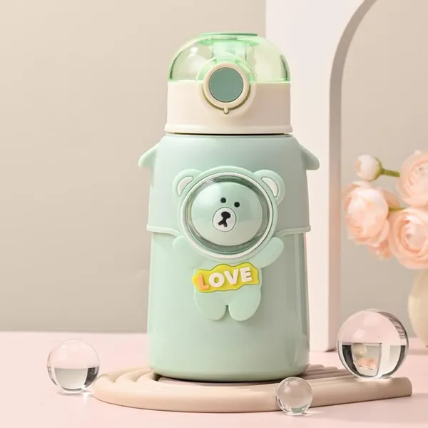 Pastel_Green_Stainless_Steel_Bear_Design_Kids_Sipper_550Ml