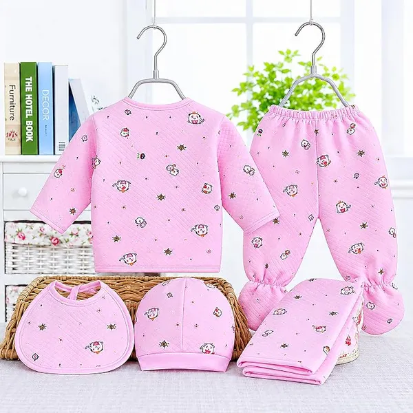Pink_Printed_5-Piece_Winter_Suit_Set_For_Infants