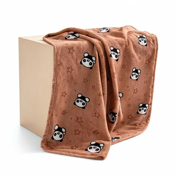 Brown_Panda_Star_Print_Soft_Baby_Blanket_For_Babies