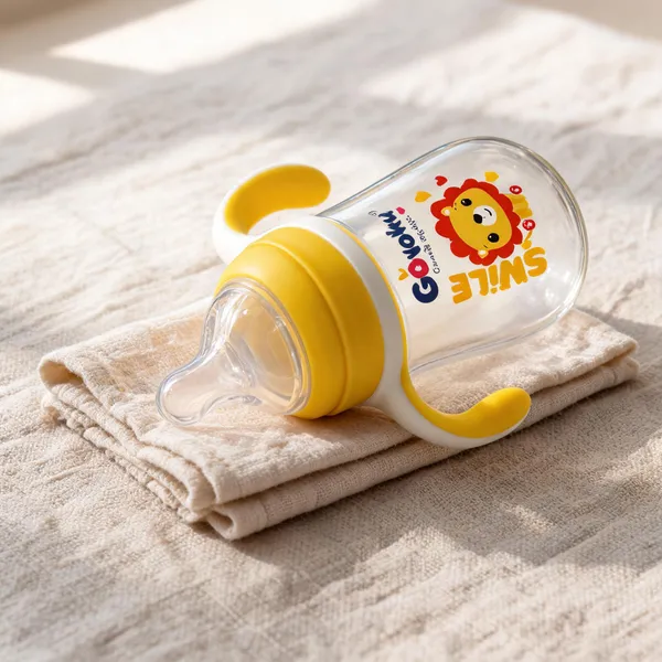 Yellow_Lion_Print_Bpa-Free_Silicone_260Ml_Handled_Feeding_Bottle