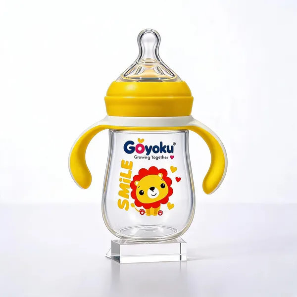 Yellow_Lion_Print_Bpa-Free_Silicone_260Ml_Handled_Feeding_Bottle
