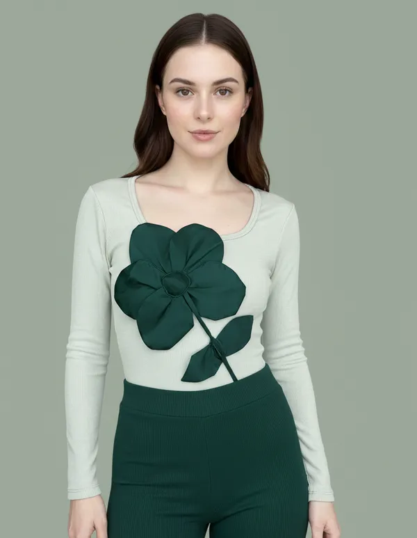 Big_green_flower_embossed_body_suit