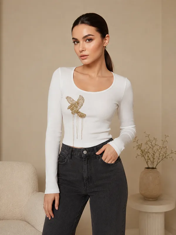 golden_bird_embellished_ribbed_crop_top