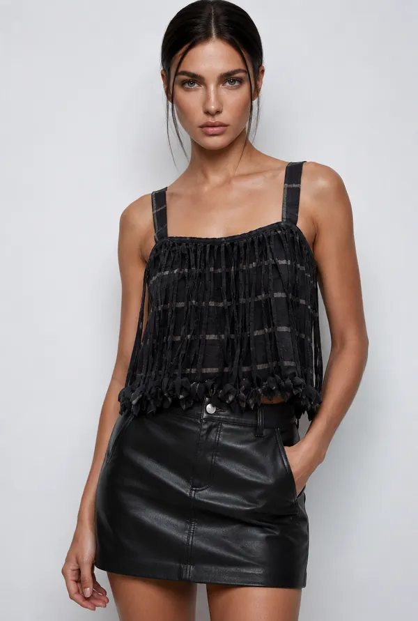 Black_And_Grey_Pure_Cotton_Thassle_Stripe_Top_For_Women
