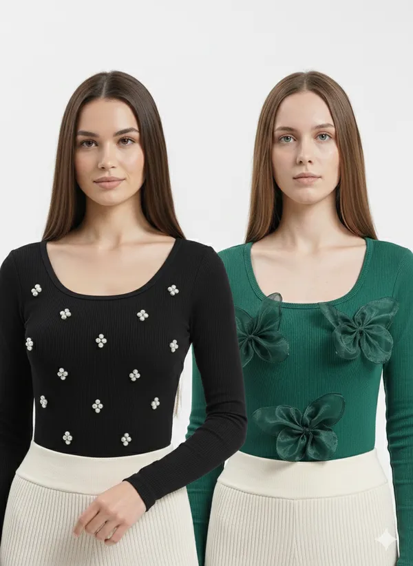 Black_pearl_with_Green_butterfly_embossing_on_bodysuit_pack_of_two