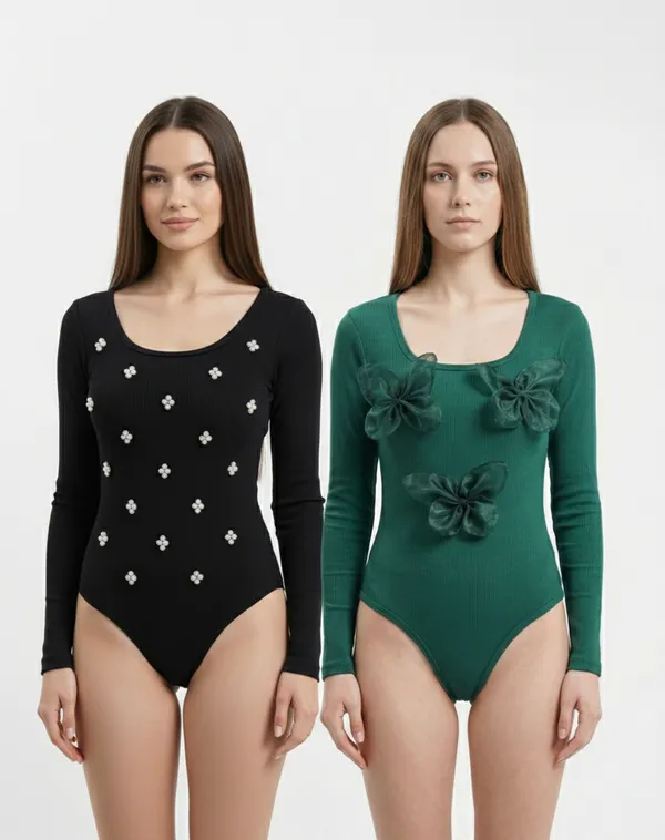 Black_pearl_with_Green_butterfly_embossing_on_bodysuit_pack_of_two