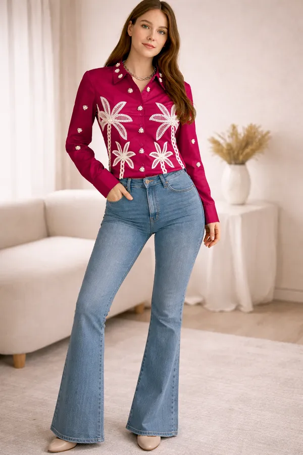 Hot_pink_embellished_Jewellry_with_embroidered_shirt