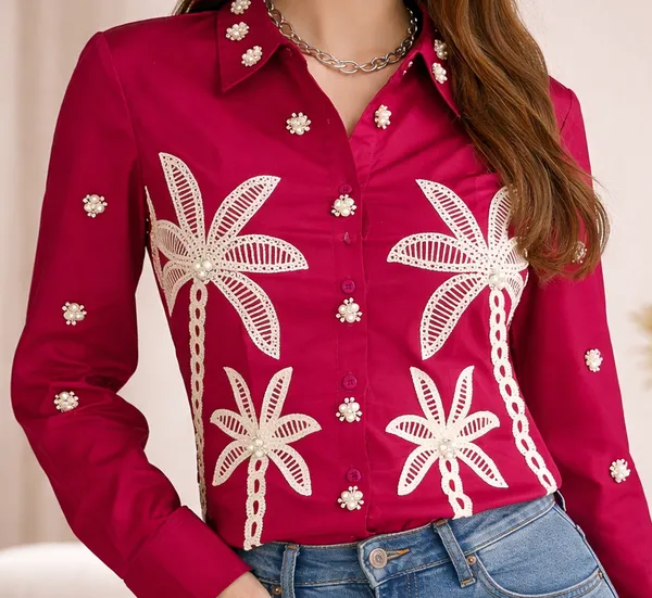 Hot_pink_embellished_Jewellry_with_embroidered_shirt